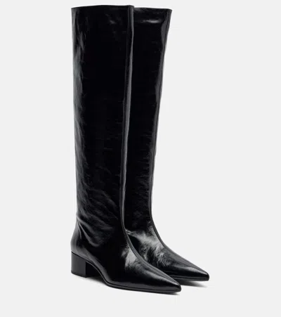 Khaite Andee 40 Leather Knee-high Boots In Black
