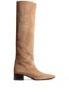 Khaite Andee Suede Knee Boots In Nude