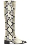 Khaite Andee Snake-effect Leather Knee Boots In Natural