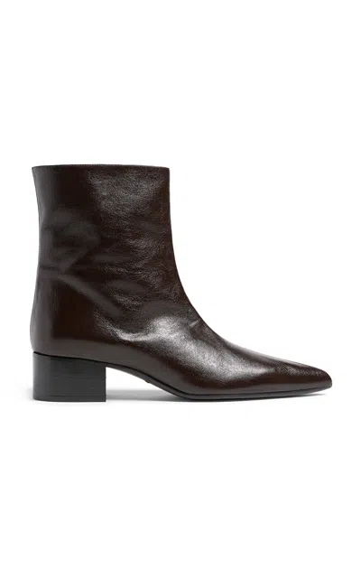 Khaite Andee Leather Ankle Boots In Black