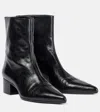 Khaite Andee Leather Ankle Boots In Schwarz