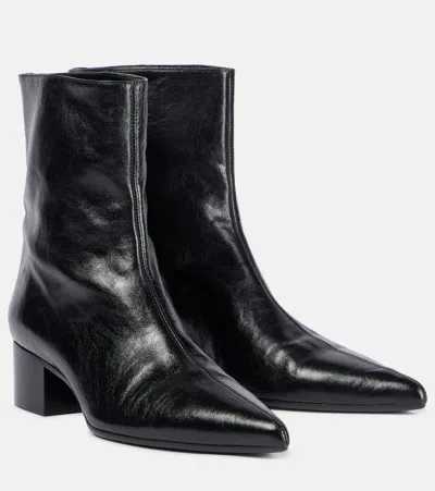 Khaite Andee Leather Ankle Boots In Black