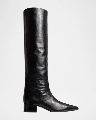 Khaite Andee Leather Knee Boots In Black