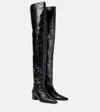 Khaite Andee Crinkled-leather Over-the-knee Boots In Black