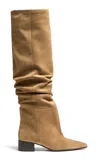 Khaite Andee Over-the-knee Slouchy Suede Boots In Neutral