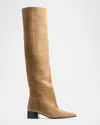 Khaite Andee Slouchy Knee-high Suede Boots In Brown