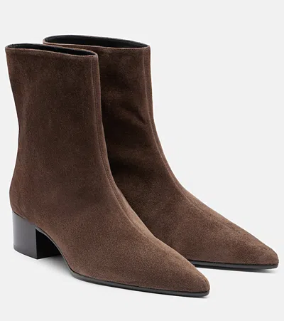 Khaite Andee Suede Ankle Boots In Brown