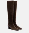 Khaite Andee Suede Knee-high Boots In Brown