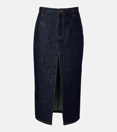 Khaite Anden Denim Midi Skirt In Black
