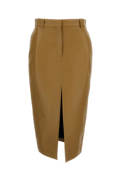 Khaite Anden Leather Skirt In Brown