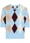 Khaite Womens Light Blue Multi Anders Short-sleeves Cashmere And Wool Top In Blue
