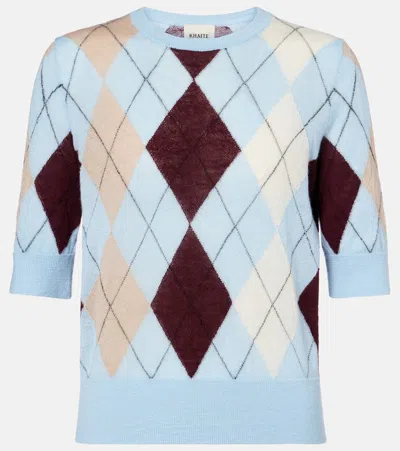 Khaite Anders Argyle Cashmere And Mohair Top In Blue