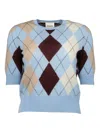 Khaite Womens Light Blue Multi Anders Short-sleeves Cashmere And Wool Top In Blue
