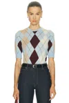 Khaite Womens Light Blue Multi Anders Short-sleeves Cashmere And Wool Top In Blue