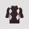 Khaite Anders Argyle Cashmere-blend Top In Brown