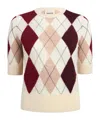 Khaite Argyle Short-sleeve Top In Neutral