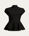 Khaite Andra Knit Peplum Top In Black