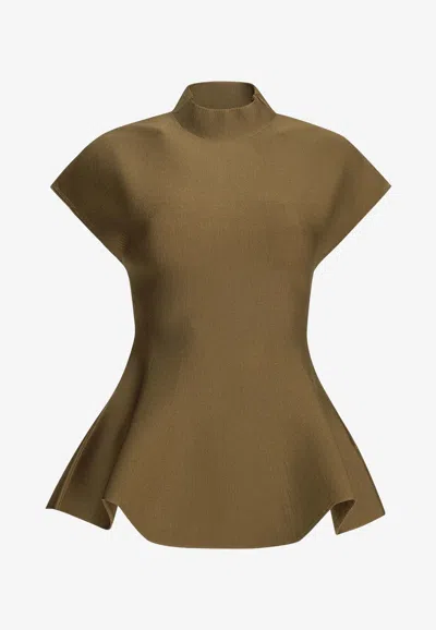 KHAITE ANDRA MOCK-NECK KNIT TOP