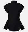 Khaite Andra Stretch-knit Turtleneck Peplum Top In Black