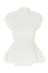 Khaite Andra Mock Neck Peplum Knit Top