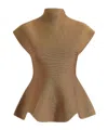 Khaite Andra Stretch-knit Turtleneck Peplum Top In Brown