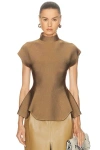 Khaite Andra Stretch-knit Turtleneck Peplum Top In Multi