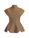 Khaite Andra Stretch-knit Turtleneck Peplum Top In Brown