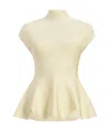 Khaite Andra Knit Peplum Top In Neutral