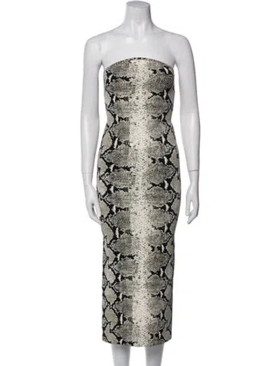 Pre-owned Khaite Animal Print Midi Length Dress In Black