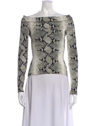Pre-owned Khaite Animal Print Off-the-shoulder Top W/ Tags In Green