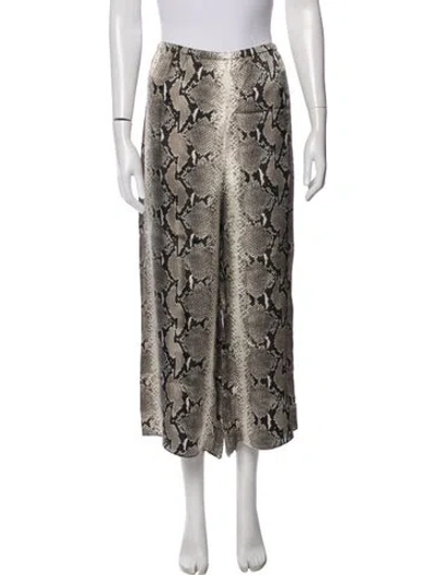 Pre-owned Khaite Animal Print Wide Leg Pants In Gray
