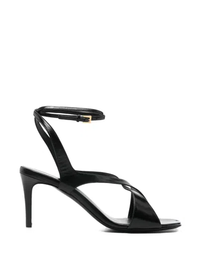 Khaite Black Liria Ankle Strap Heeled Sandals In Multi