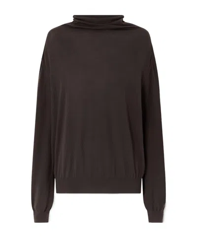 Khaite Annette Merino Wool Turtleneck Sweater In Brown