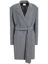 Khaite Annly Belted Wool-felt Coat In Grey