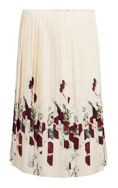 Khaite Anya Pleated Twill Midi Skirt