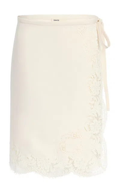 Khaite Apaleen Textured Linen-blend Midi Skirt In White
