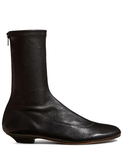 Khaite The Apollo Leather Ankle Boots In Black