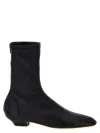 Khaite Apollo Leather Flat Ankle Boots In Black