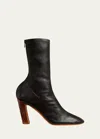 Khaite Chic Ballerina-inspired Leather Boots 85 In Black