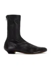 Khaite Apollo Leather Flat Ankle Boots In Black