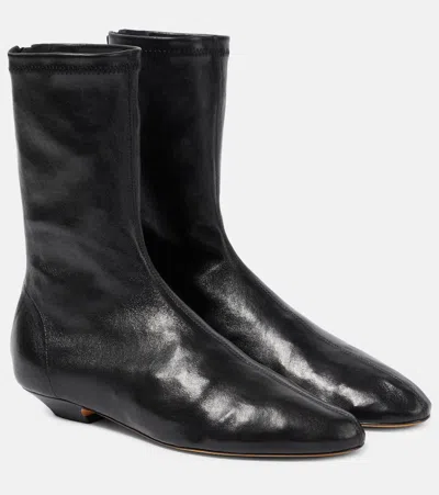 Khaite Apollo Leather Ankle Boots In Black