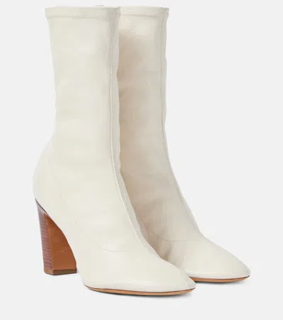 Khaite Dallas Leather Ankle Boots In Off White