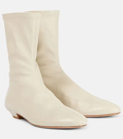 Khaite Apollo Leather Ankle Boots In White