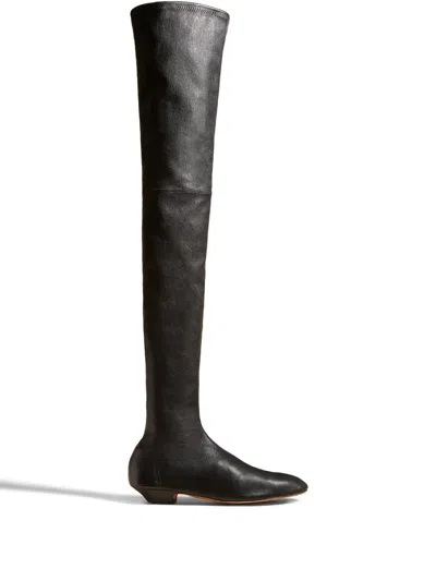 Khaite Apollo Leather Boots In Black