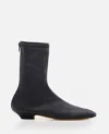 Khaite Apollo Leather Flat Ankle Boots In Black