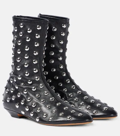 Khaite Apollo Studded Leather Booties In Black