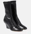 Khaite Apollo Wedge Leather Ankle Boots In Black