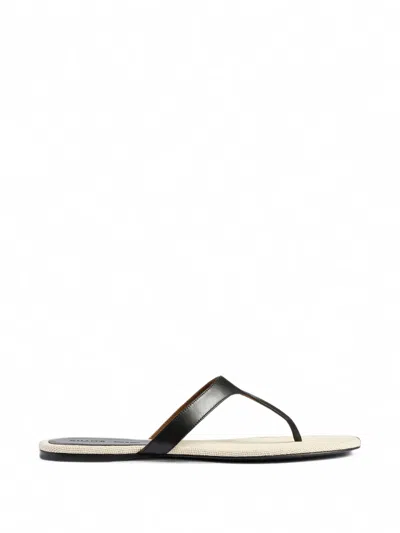 Khaite Archer Flat Sandals In Black