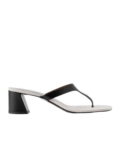 Khaite Archer Leather Mules In Black