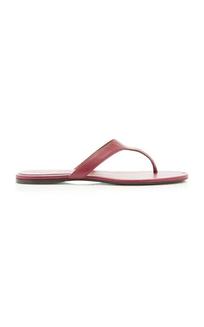 Khaite Archer Leather Thong Sandals In Burgundy
